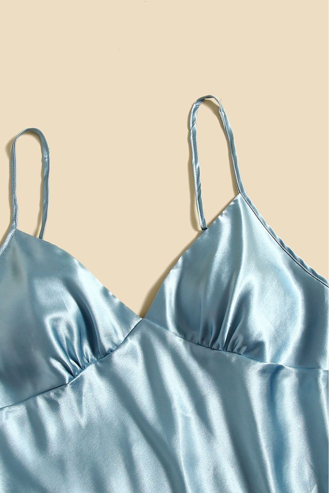 Women's 5 piece sleepwear Aqua floral satin cami pajama set silk with robe