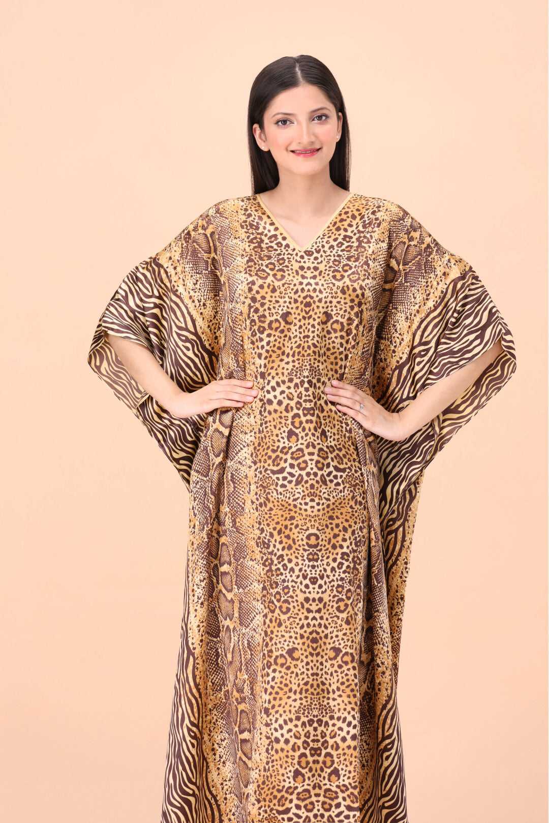 Studio By Arj Women Golden Snack print Silky Satin caftan lounge wear / nightwear