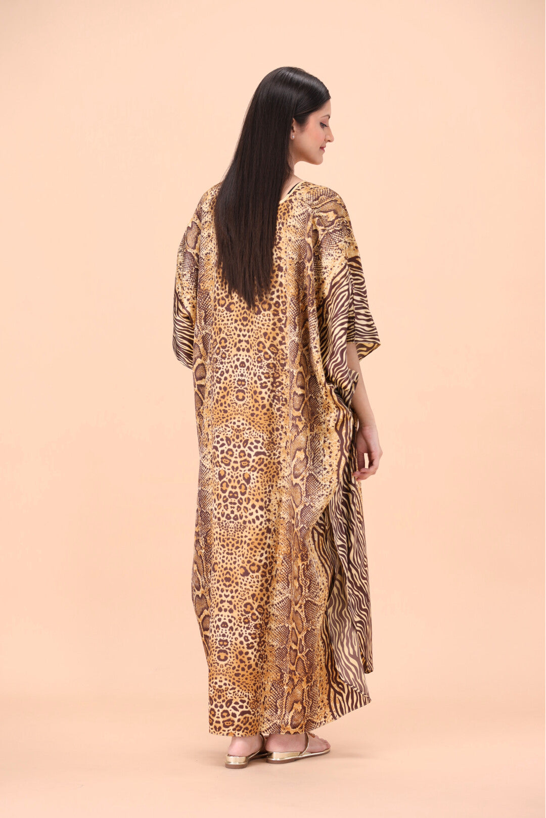 Studio By Arj Women Golden Snack print Silky Satin caftan lounge wear / nightwear