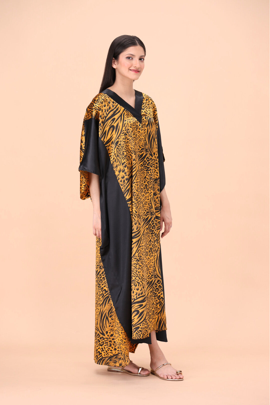 Studio By Arj Women Chettah print Silky Satin caftan lounge wear / nightwear