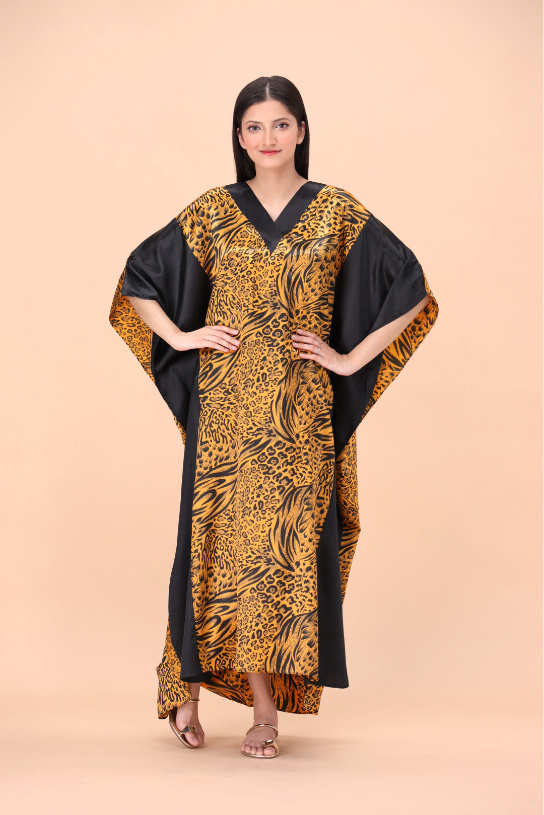Studio By Arj Women Chettah print Silky Satin caftan lounge wear / nightwear