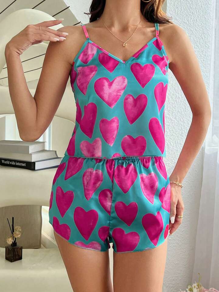 Rachel Lingerie Store Fabulous Finds Silky Satin women's sleepwear/nightwear Cheetah Print Satin Cami and Short Set For women