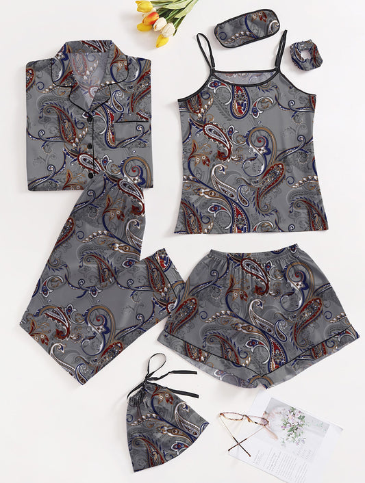 Eshaal Omani Heavenly Comfort β Silky Night Dress 7-Piece Collection Silky Finish Night Dress For Women and Girls 7 Piece Night Wear Women's Pajama Sets