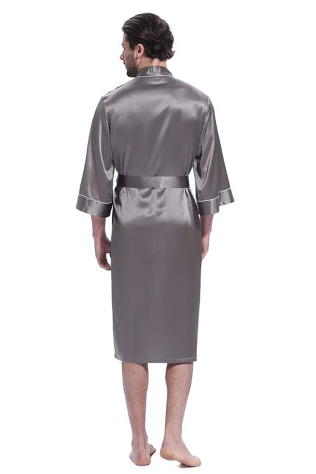 Sebastian Men's Silky Satin Long Sleeve Robe With Pippin
