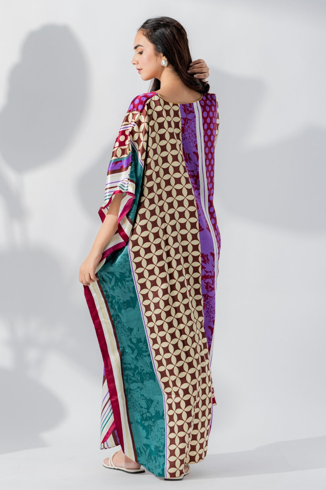 Studio By Arj women Multi print Silky Satin caftan lounge wear / nightwear