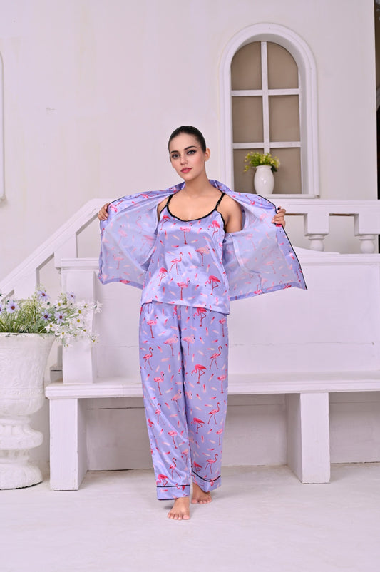 Eshaal Omani Deluxe Pajama Set for Women Silky Finish Night Dress For Women and Girls 7 Piece Night Wear Women's Pajama Sets