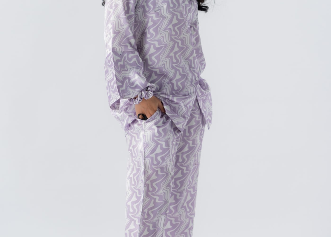 Rue' Rofe' Enchanted Nights & Casual Daily Wear women Light Purple printed silky Finish night wear Pajama Set