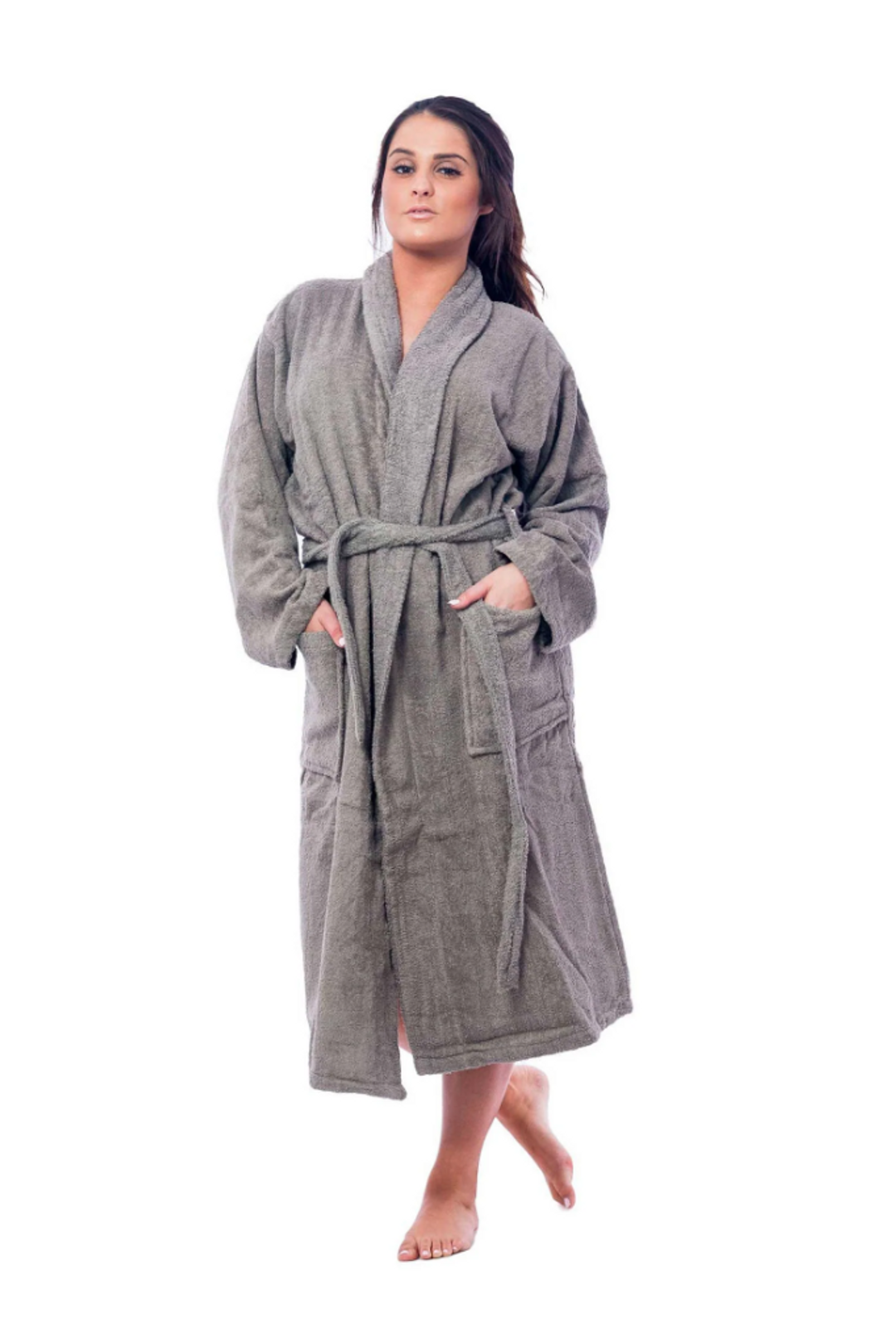 Studio By Arj Women's Grey Long Bathrobe – Classic Terry Style for Ultimate Comfort & Elegance