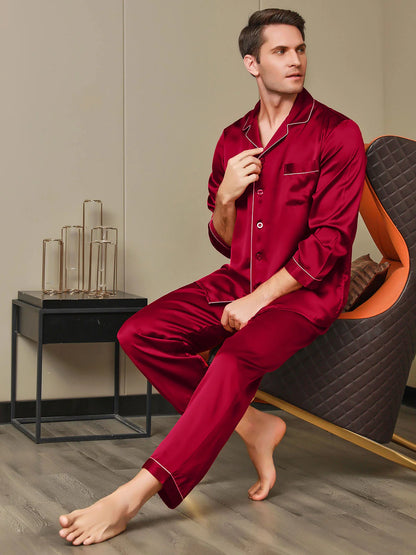 Sebastian Men's Silky Satin Comfortable pajama set contrast Piping Pj set