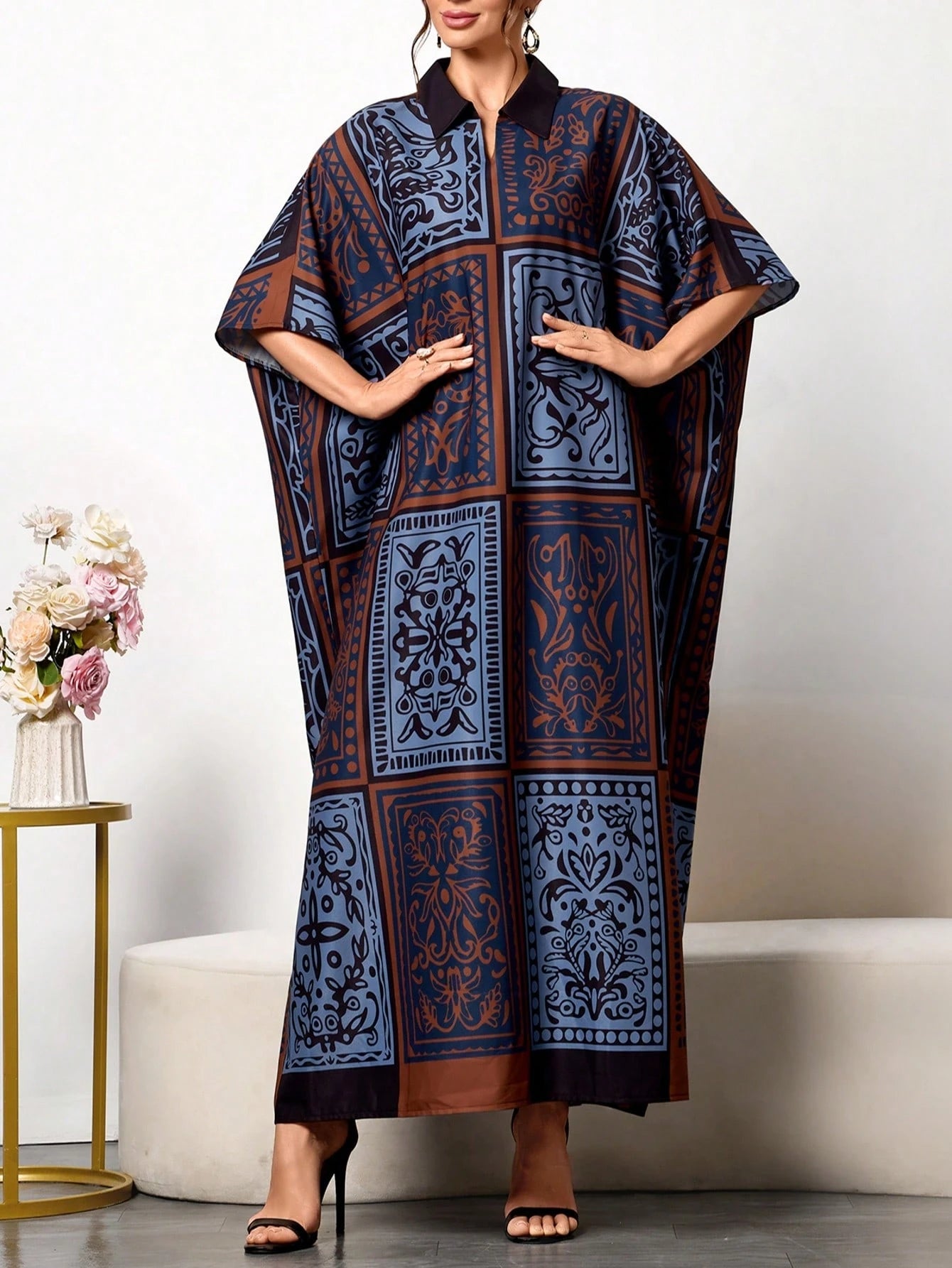 Royal Silk Kaftan A super soft, collar-style kaftan — perfect for summer, ideal as party wear, nightwear, and comfortable enough for home. One outfit, suitable for every occasion.