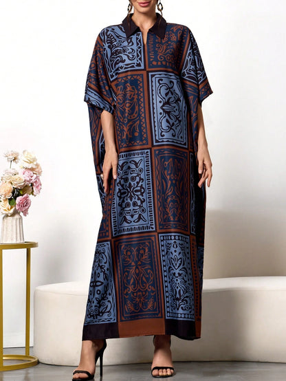 Royal Silk Kaftan A super soft, collar-style kaftan — perfect for summer, ideal as party wear, nightwear, and comfortable enough for home. One outfit, suitable for every occasion.