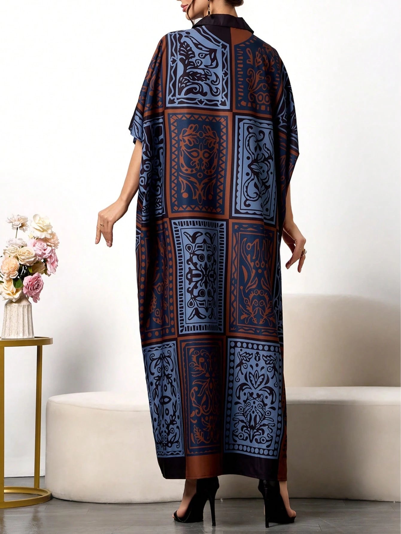 Royal Silk Kaftan A super soft, collar-style kaftan — perfect for summer, ideal as party wear, nightwear, and comfortable enough for home. One outfit, suitable for every occasion.