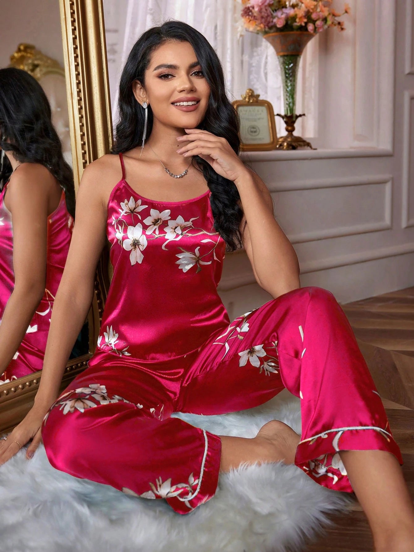 Lori scott Edition-2 Digital Print/night wear sexy silky light weight Satin Tank Top Set For women