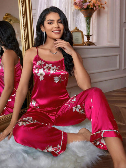 Lori scott Edition-2 Digital Print/night wear sexy silky light weight Satin Tank Top Set For women
