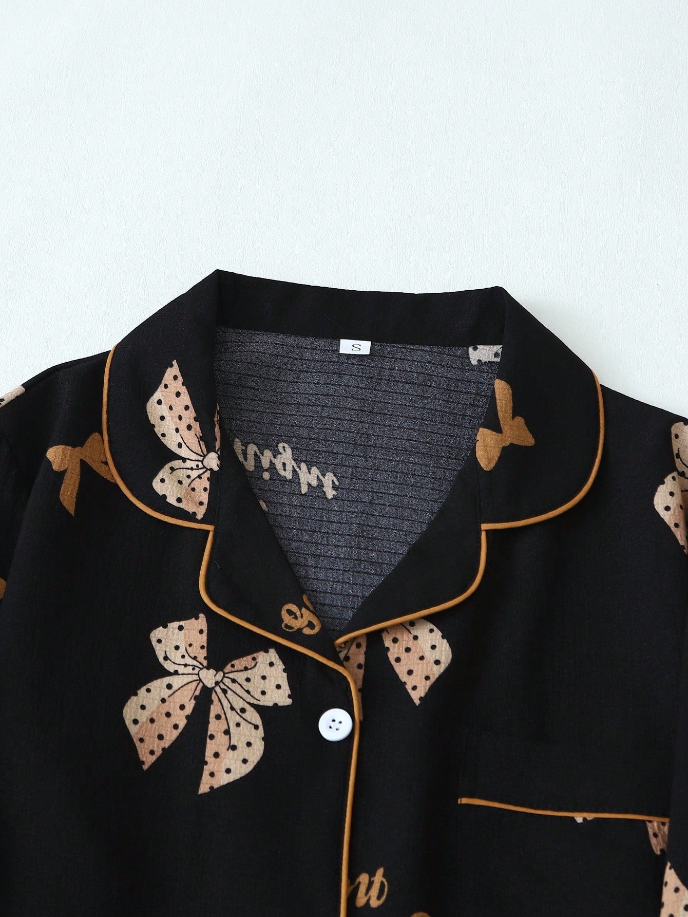 studio by arj Black Bow print women nightwear pajama set silky satin pajama set night drees for girls