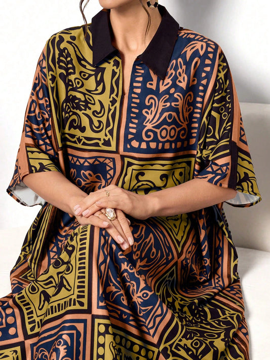 A super soft, collar-style kaftan — perfect for summer, ideal as party wear, nightwear, and comfortable enough for home. One outfit, suitable for every occasion. (Copy)