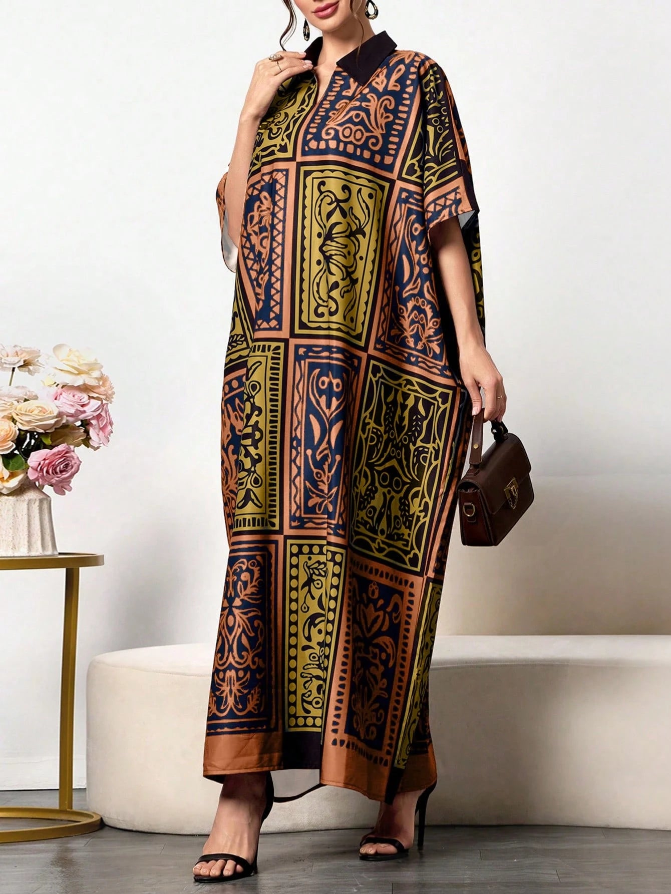 Royal Silk Kaftan A super soft, collar-style kaftan — perfect for summer, ideal as party wear, nightwear, and comfortable enough for home. One outfit, suitable for every occasion.