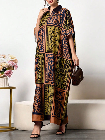 Royal Silk Kaftan A super soft, collar-style kaftan — perfect for summer, ideal as party wear, nightwear, and comfortable enough for home. One outfit, suitable for every occasion.