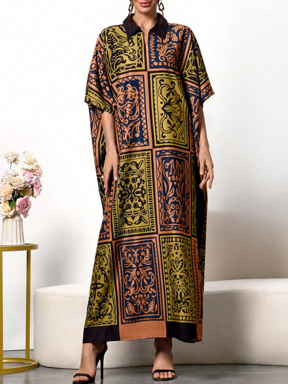 Royal Silk Kaftan A super soft, collar-style kaftan — perfect for summer, ideal as party wear, nightwear, and comfortable enough for home. One outfit, suitable for every occasion.