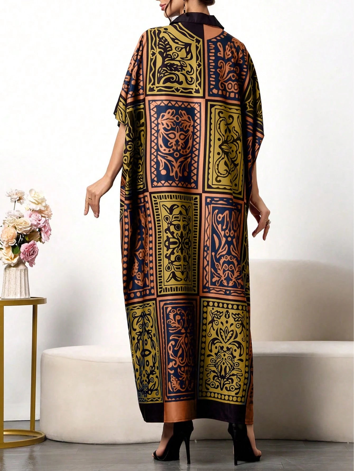 Royal Silk Kaftan A super soft, collar-style kaftan — perfect for summer, ideal as party wear, nightwear, and comfortable enough for home. One outfit, suitable for every occasion.