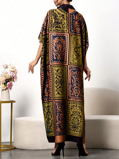 Royal Silk Kaftan A super soft, collar-style kaftan — perfect for summer, ideal as party wear, nightwear, and comfortable enough for home. One outfit, suitable for every occasion.