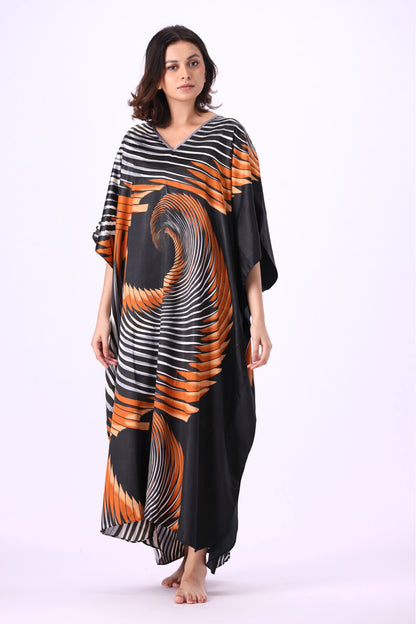 Grace Silk Kaftan-2 women Silky Satin caftan lounge wear / nightwear