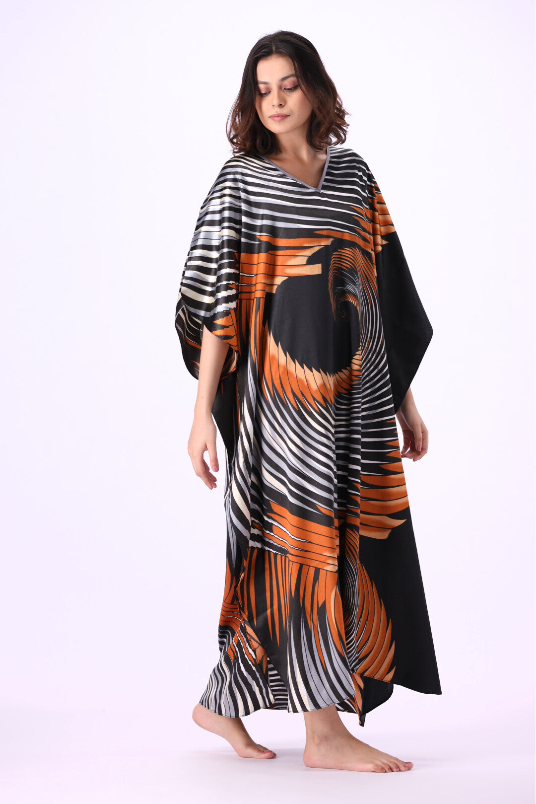 Grace Silk Kaftan-2 women Silky Satin caftan lounge wear / nightwear