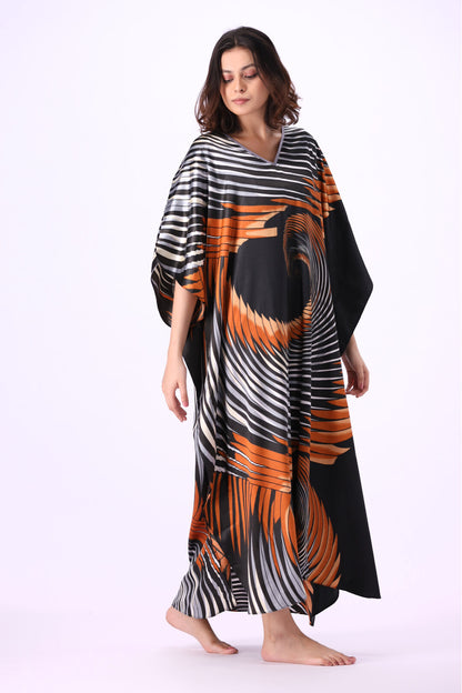Grace Silk Kaftan-2 women Silky Satin caftan lounge wear / nightwear