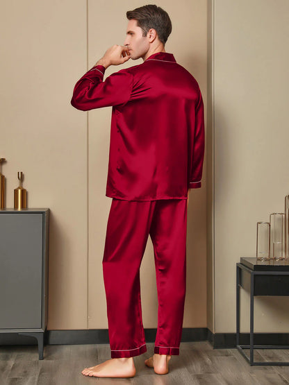 Sebastian Men's Silky Satin Comfortable pajama set contrast Piping Pj set