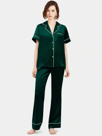 Bella de Fashion Batch-2 Luxe Living Contrast Pipping Short Sleeve Satin Silk Pajama set