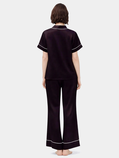 Bella de Fashion Batch-2 Luxe Living Contrast Pipping Short Sleeve Satin Silk Pajama set