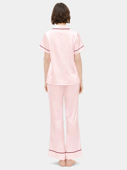 Bella de Fashion Batch-2 Luxe Living Contrast Pipping Short Sleeve Satin Silk Pajama set