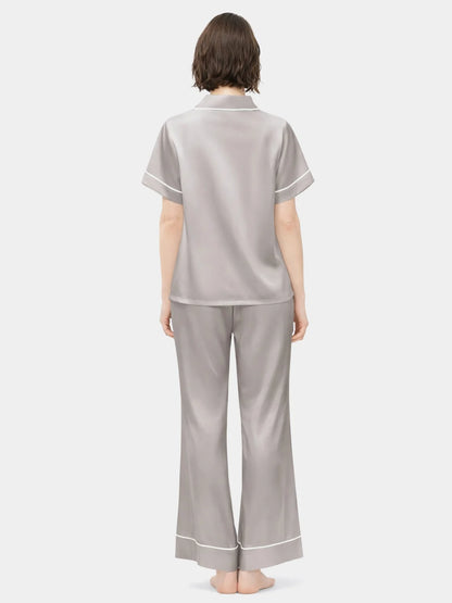 Bella de Fashion Batch-2 Luxe Living Contrast Pipping Short Sleeve Satin Silk Pajama set