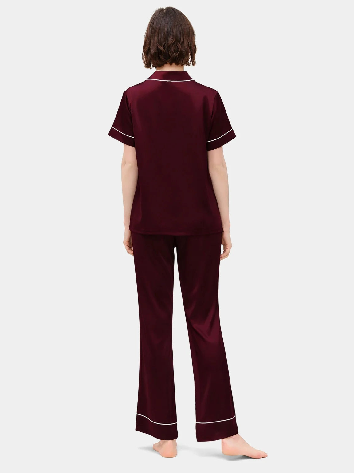 Bella de Fashion Batch-2 Luxe Living Contrast Pipping Short Sleeve Satin Silk Pajama set