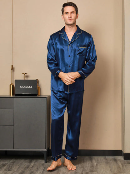 Sebastian Men's Silky Satin Comfortable pajama set contrast Piping Pj set