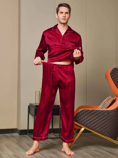 Sebastian Men's Silky Satin Comfortable pajama set contrast Piping Pj set