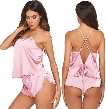 Rachel Lingerie Store Episode-3 Backless Lingerie Adjustable Spaghetti Strap Butter Silk Camisole Set