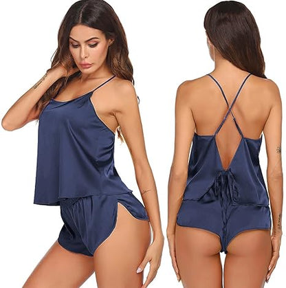 Rachel Lingerie Store Episode-3 Backless Lingerie Adjustable Spaghetti Strap Butter Silk Camisole Set