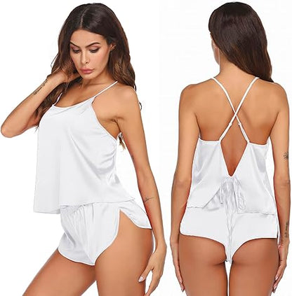 Rachel Lingerie Store Episode-3 Backless Lingerie Adjustable Spaghetti Strap Butter Silk Camisole Set