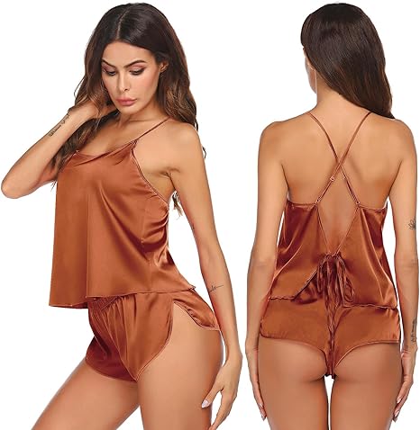 Rachel Lingerie Store Episode-3 Backless Lingerie Adjustable Spaghetti Strap Butter Silk Camisole Set
