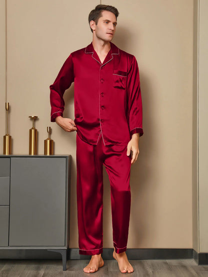 Sebastian Men's Silky Satin Comfortable pajama set contrast Piping Pj set