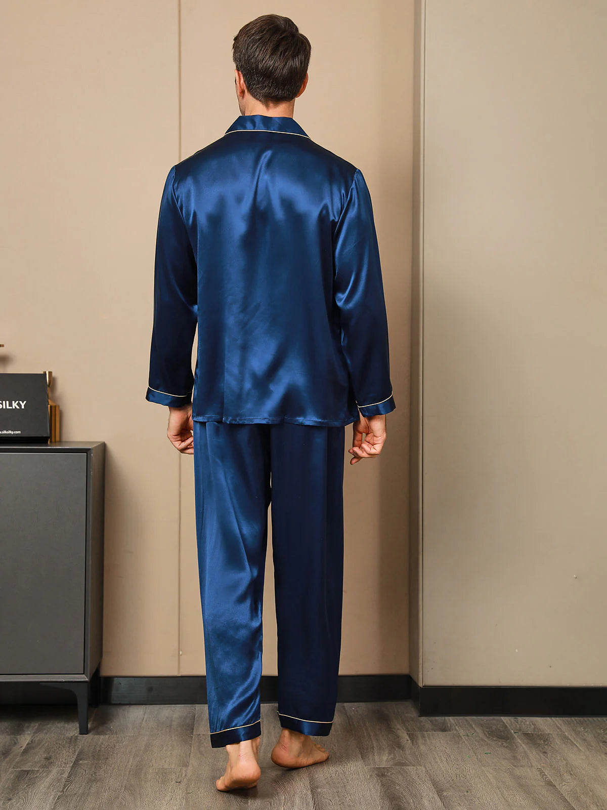 Sebastian Men's Silky Satin Comfortable pajama set contrast Piping Pj set