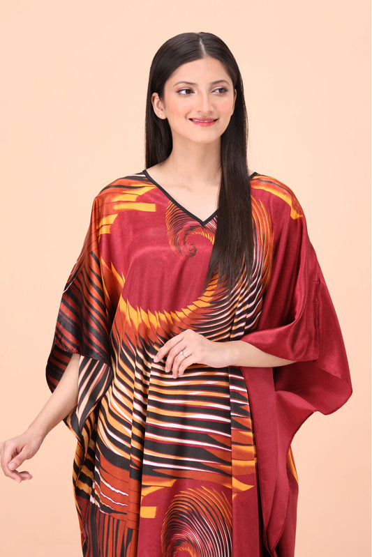 Studio By Arj Women Multi printed Silky Satin caftan lounge wear / nightwear