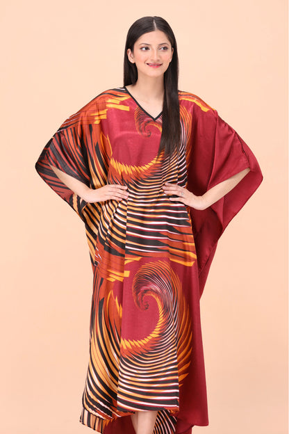 Studio By Arj Women Multi printed Silky Satin caftan lounge wear / nightwear