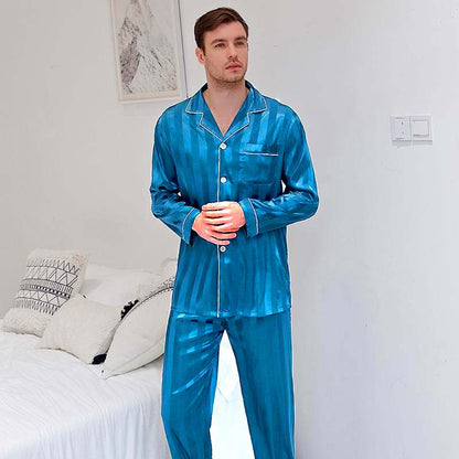 She's Inn Premium Picks Contrast Pipping Satin Silk Couple Pajama Sets  ARJ-COUP-02-TEAL