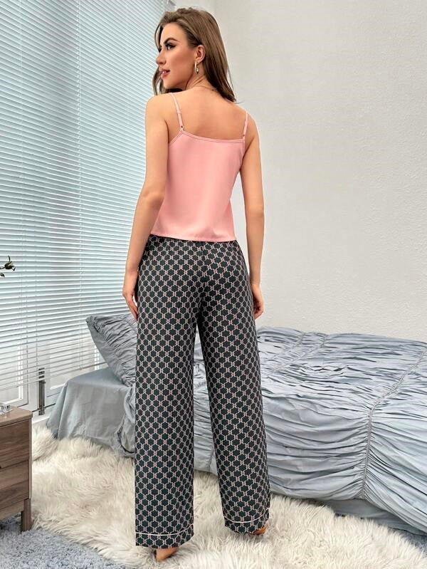 She's Inn Exquisite Satin Contract Cami Top & Pants PJ Set