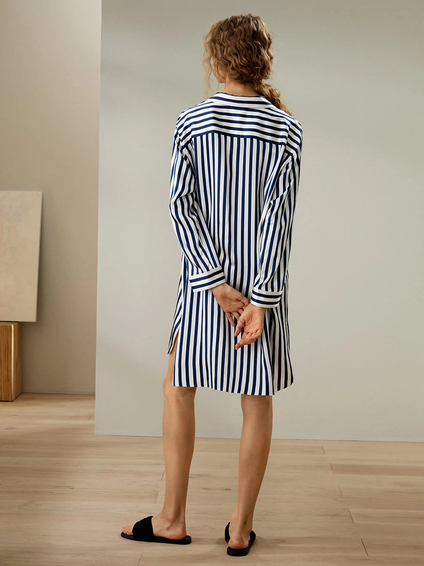 She’s Inn Classic Night Shirt Night dress for women Nightwear Stripe Night Shirt has a relaxed and feels Cool and Smooth Sleepwear For Women