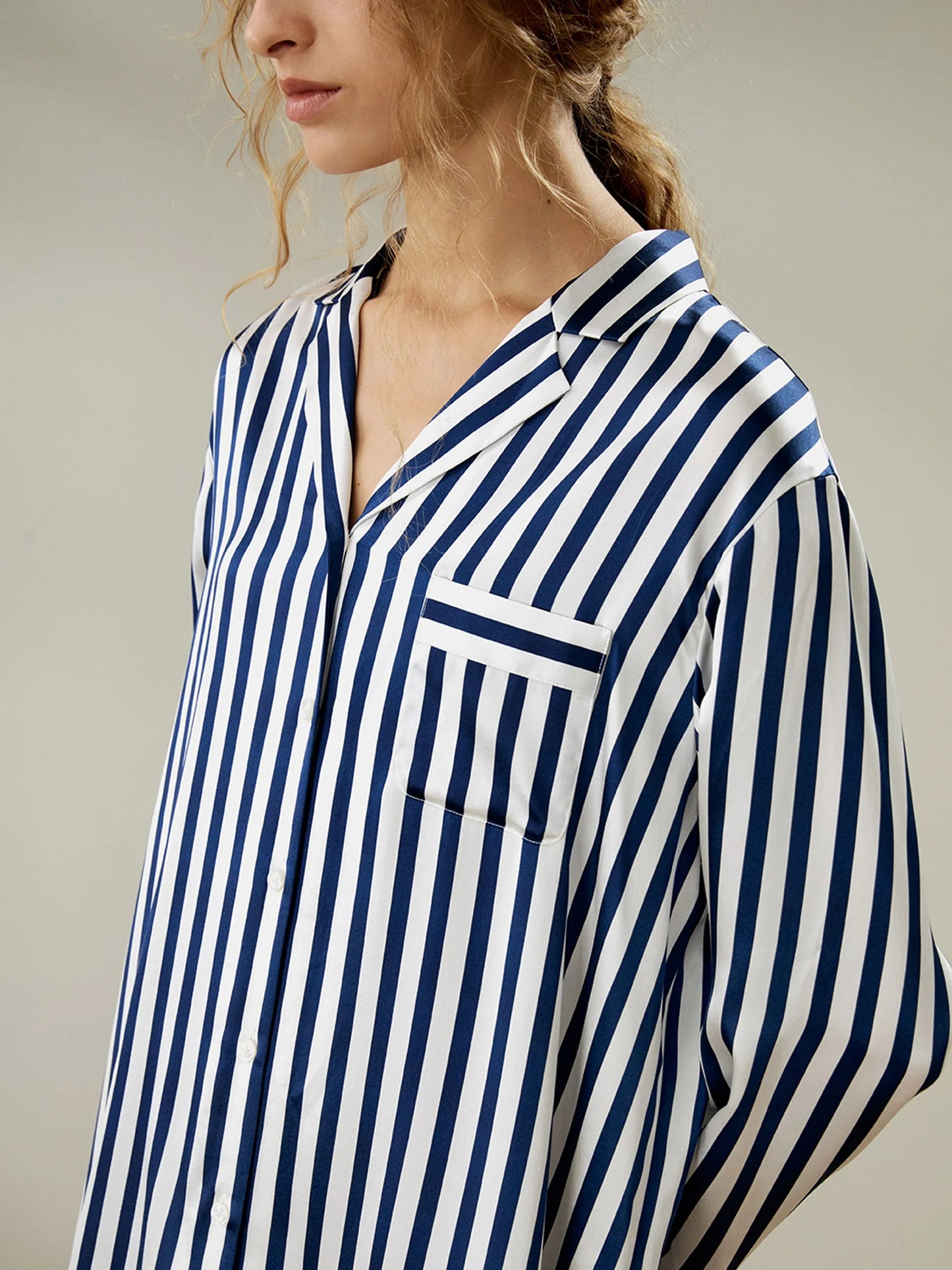 She’s Inn Classic Night Shirt Night dress for women Nightwear Stripe Night Shirt has a relaxed and feels Cool and Smooth Sleepwear For Women