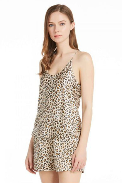 Rachel Lingerie Store Fabulous Finds Silky Satin women's sleepwear/nightwear Cheetah Print Satin Cami and Short Set For women