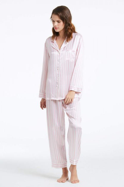 Bella de Fashion Modern Elegance Nightwear Silky Satin Strip Pajama set COMFORTABLE and BREATHABLE Women pJ Set